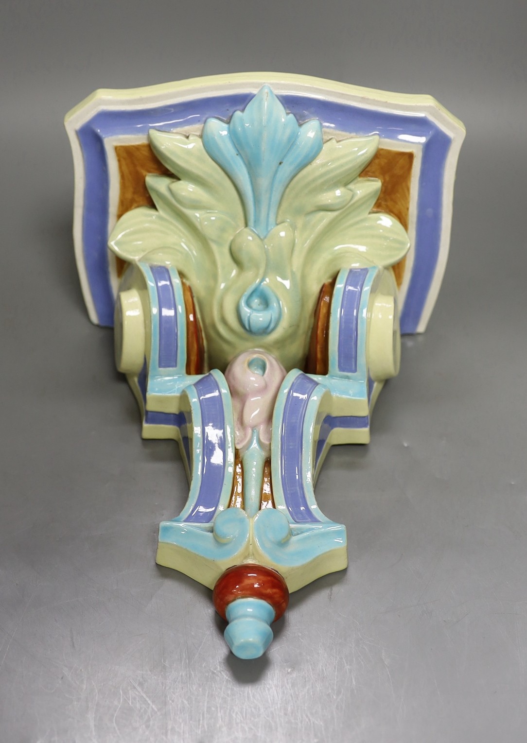A late Victorian Royal Worcester majolica wall bracket, 23cm high